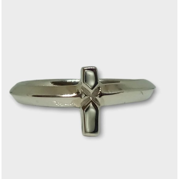 Sterling Silver Sideways Knife-Edge Cross Ring - Picture 4 of 5